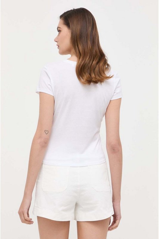 GUESS Tshirt Print Et Strass  -  Guess Jeans - Femme G011 Pure White Photo principale