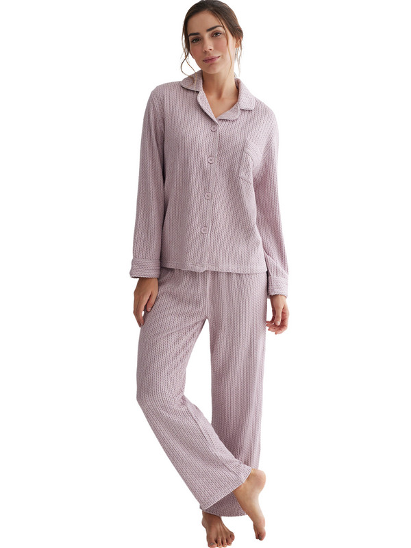 SELMARK Pyjama Pantalon Chemise Manches Longues Espiga rose 1096426