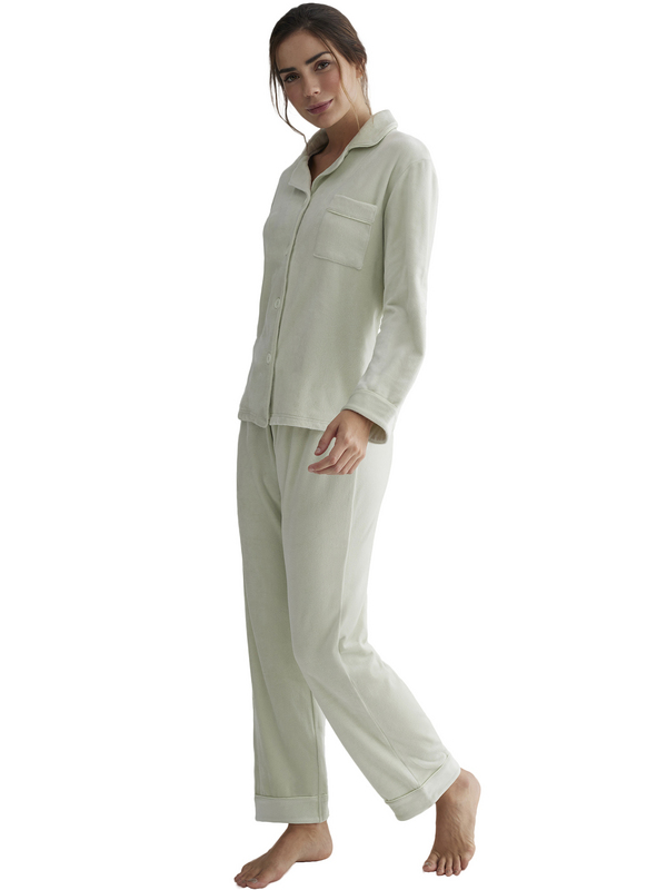 SELMARK Tenue Dtente Et Intrieur Pyjama Pantalon Chemise Polar Soft vert 1096448