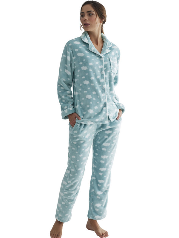 SELMARK Pyjama Pantalon Chemise Manches Longues Polar Joven vert 1096449