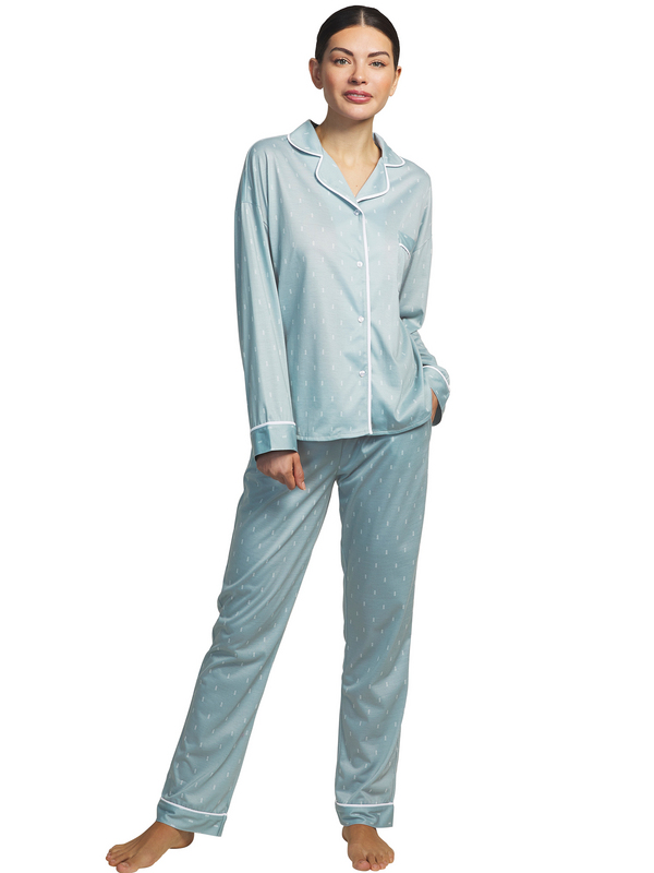 SELMARK Pyjama Pantalon Chemise Manches Longues Algodon vert 1096465