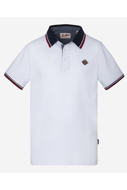 SCHOTT Polo Coton Regular Logo Patch  -  Schott - Homme WHITE 1096635